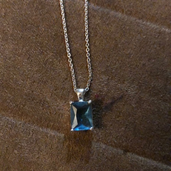 Blue Topaz Emerald Cut Necklace - Picture 3 of 4